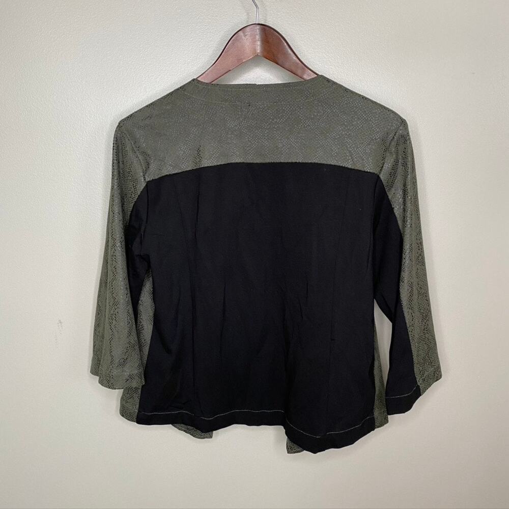 Women's Lysse Penelope Jacket Hunter Snake Green Drape Front Soft Jacket Medium - Picture 9 of 10
